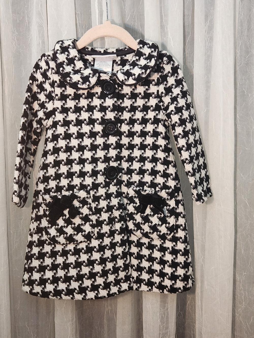 Bonnie Jean Black & White Houndstooth Girls Coat, Size 2T, EPreLC - Picture 2 of 4